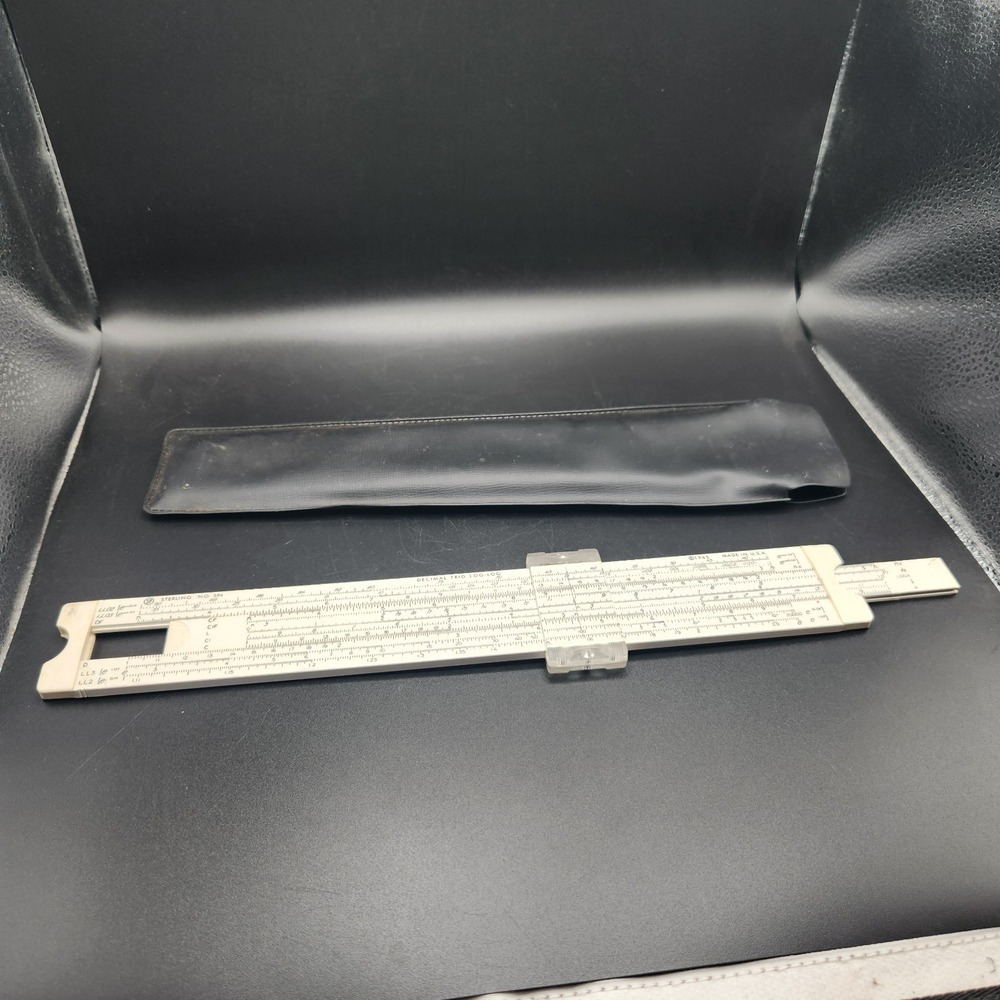 Vintage 1965 Sterling No. 594 Decimal Trig Multi-Log Slide Rule w/ Case USA